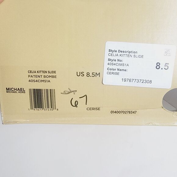 Michael Kors Celia Kitten Strappy Square Toe Slide Pink Patent Bombe Size 8.5 - Picture 9 of 9